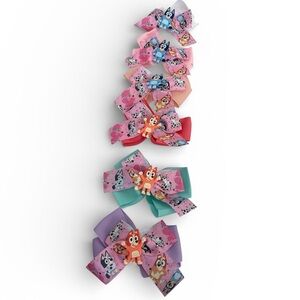 Bundle of 8 Bluey Bow Hair Clips Ribbons NWT
